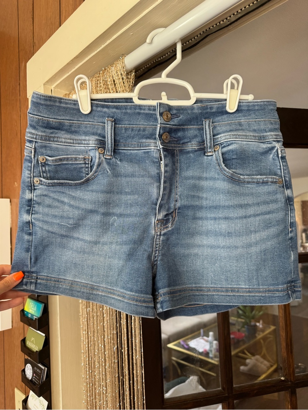American Eagle Outfitters Light Blue Denim Button-Front Jean Shorts
